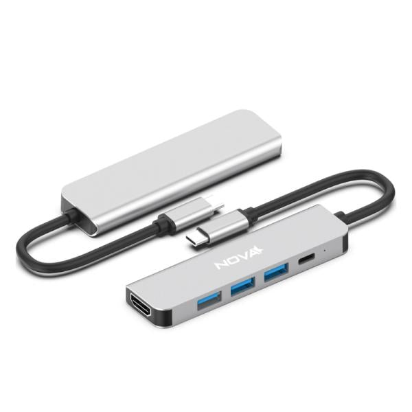 Hub Nova FAA382CU001C | 5 en 1 | USB-C | HDMI 4K | 1x USB-A 3.0 | 2x USB-A 2.0 | 1x USB-C PD
