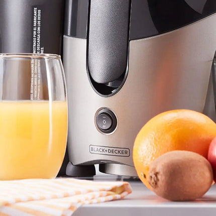 Extractor de Jugos Black+Decker JMBD3181 | 500 W | 2 Velocidades | Acero Inoxidable | 3″ Boca | Gris