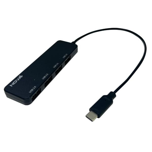 Hub Nova AHB1S240001C | 5 en 1 | USB-C a 4 Puertos USB-A 2.0 | 480Mbps | Expansor de Conectividad