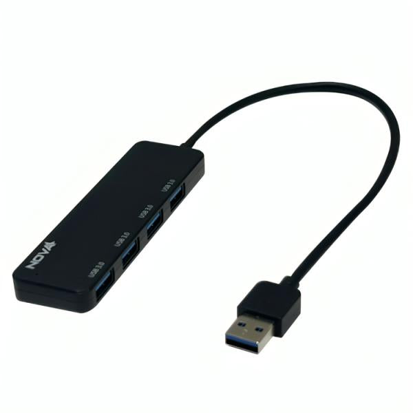 Hub Nova AHB1S340001C | 5 en 1 | USB-A 3.0 a 4 Puertos USB-A 3.0 | Micro USB 5V | 5Gbps | Expansor de Conectividad
