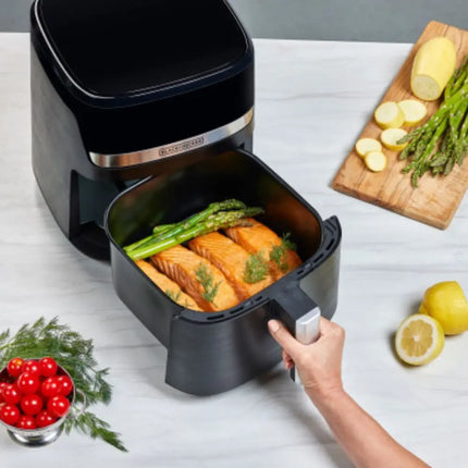 Freidora de Aire Digital Black+Decker PURIFRY AFBD62‑1BDLA | 5.5 L | 1500 W | Panel Táctil | 9 Funciones | Temperatura hasta 200 °C | Negra