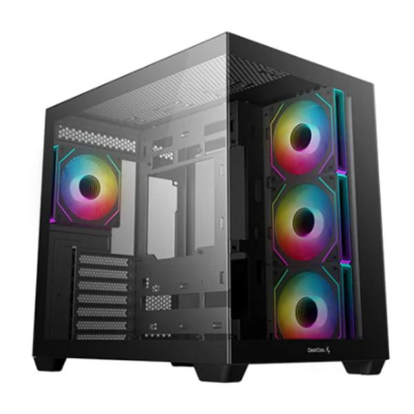CASE DEEPCOOL CG530 4F TORRE MEDIA PLASTICO Y ACERO 3 ABANICOS LATERALES Y 1 ABANICO TRASERO R-CG530-BKADA4-G-1