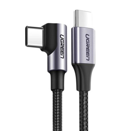Cable USB-C a USB-C UGREEN US255 | 60 W PD | Ángulo recto | 1 m | Nylon trenzado