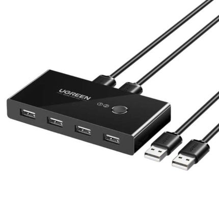 Hub USB-A UGREEN US216 | 2 entradas PC | 4 salidas USB-A | 1 m cables incluidos | USB 3.0 (5 Gbps)
