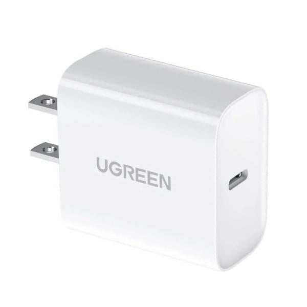 Cargador de pared UGREEN CD137 20W con puerto USB-C vista frontal