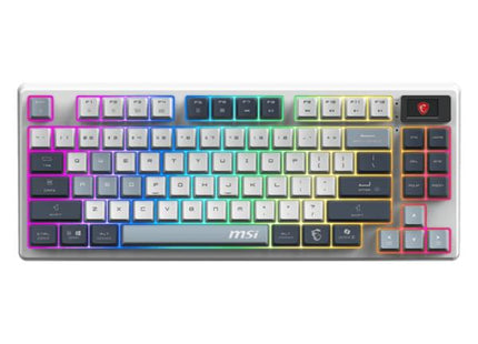 Teclado gaming MSI Forge GK600 TKL wireless con iluminación RGB multicolor vista frontal completa
