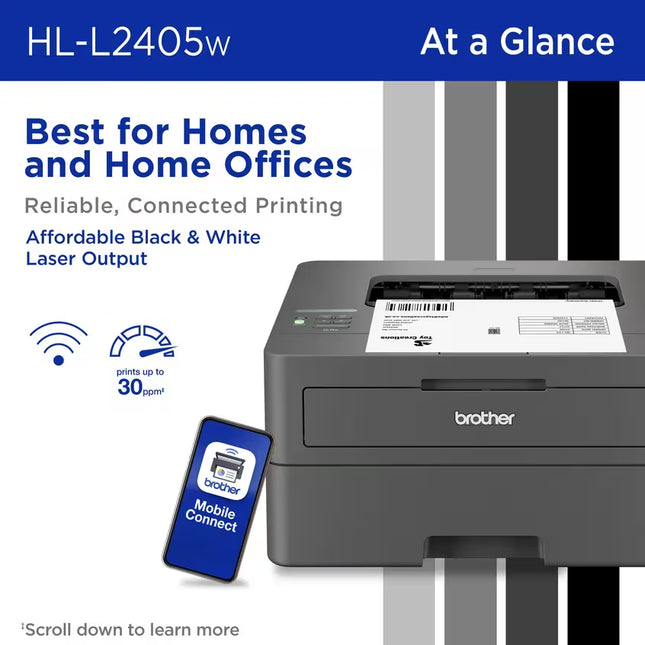 Impresora Láser Monocromática Brother HL-L2405W Wi-Fi Doble Banda y USB 2.0