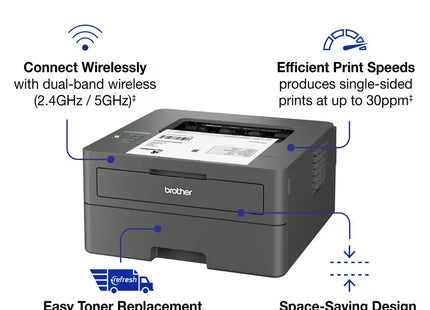 Impresora Láser Monocromática Brother HL-L2405W Wi-Fi Doble Banda y USB 2.0