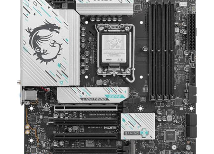 Tarjeta Madre MSI B860M Gaming Plus WiFi vista frontal con socket LGA 1851 y slots DDR5