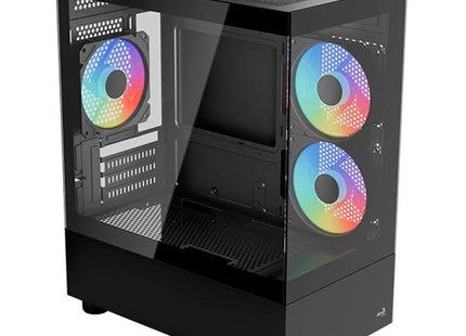 CASE RGB AEROCOOL VIEWPORT MINI-G-BK-V2 TORRE PEQUEÑA  VIDRIO FRONTAL Y LATERAL 2 ABANICOS LATERALES Y 1 ABANICO TRASERO ACCM-ES09133.11