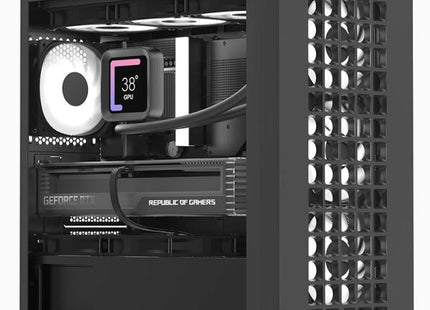 CASE RGB AEROCOOL D302A-G-BK-V1 TORRE PEQUEÑA VIDRIO LATERAL Y MALLA FRONTAL 3 ABANICOS FRONTALES Y 1 ABANICO TRASERO ACCS-DS04043.11