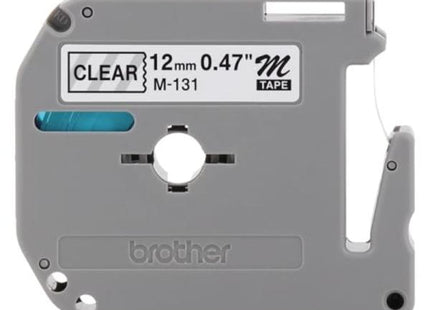 CINTA BROTHER M131 NO LAMINADA NEGRO SOBRE TRANSPARENTE DE 12MM