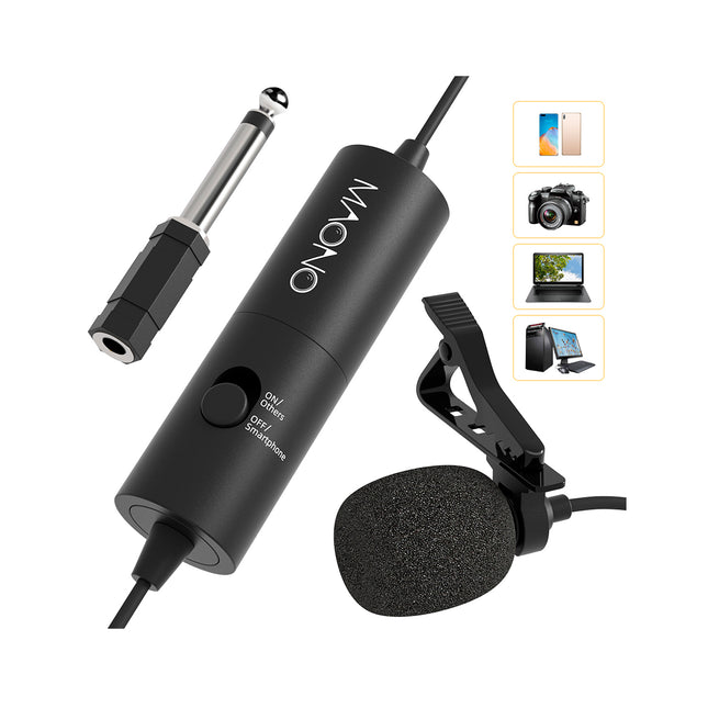 Micrófono Lavalier Maono AU-100 | 3.5mm TRRS | Omnidireccional | 6m | Batería LR44