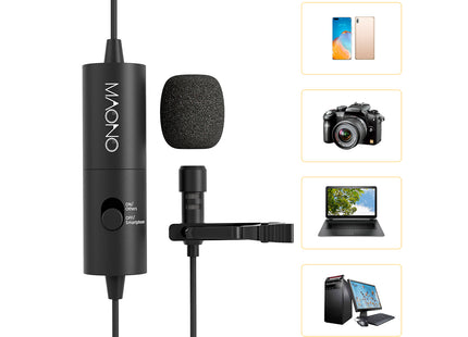 Micrófono Lavalier Maono AU-100 | 3.5mm TRRS | Omnidireccional | 6m | Batería LR44