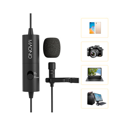 Micrófono Lavalier Maono AU-100 | 3.5mm TRRS | Omnidireccional | 6m | Batería LR44