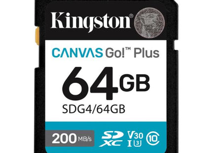 MEMORIA MICRO SDXC 64GB  KINGSTON SDG4/64GB CLASE 10 UHS-I V30 200 / 100MB/S PARA CAMARAS