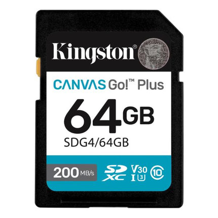 MEMORIA MICRO SDXC 64GB  KINGSTON SDG4/64GB CLASE 10 UHS-I V30 200 / 100MB/S PARA CAMARAS
