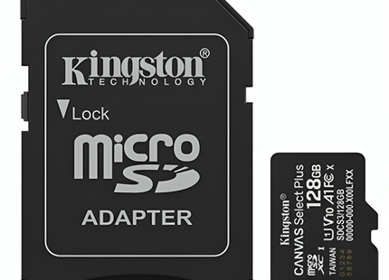 Memoria Micro SD Kingston 128GB SDCS3/128GB vista frontal con logo