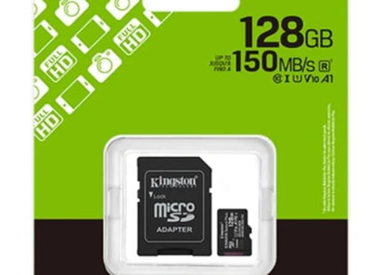 Tarjeta MicroSDXC Kingston 128GB Clase 10 UHS-I vista posterior negra