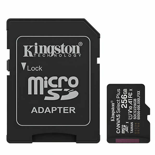 MEMORIA MICRO SD 256GB KINGSTON SDCS3/256GB CLASE 10 UHS-I U3 150 MB/S PARA DISPOSITIVOS Y CAMARAS ANDROID