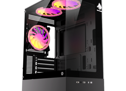 CASE RGB EAGLE WARRIOR CG70AHRA002C MINI TOWER VENTILADORES 3 DE 120MM CON VIDRIO FRONTAL Y LATERAL