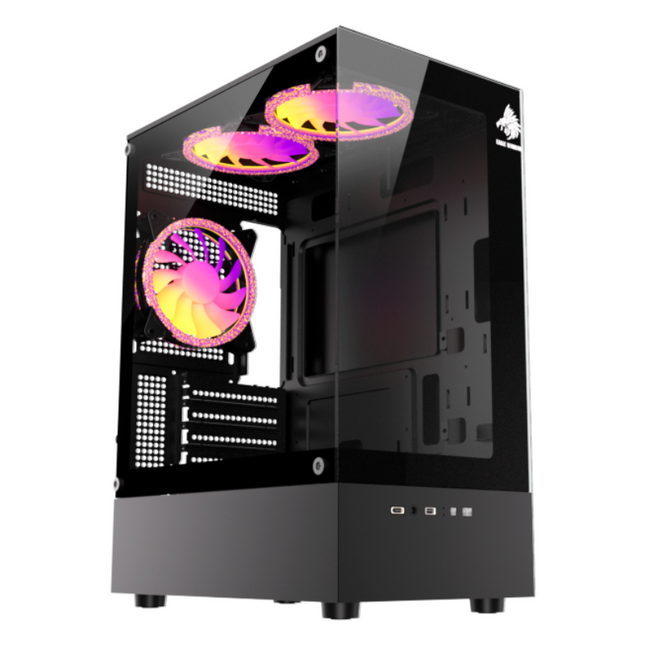 CASE RGB EAGLE WARRIOR CG70AHRA002C MINI TOWER VENTILADORES 3 DE 120MM CON VIDRIO FRONTAL Y LATERAL