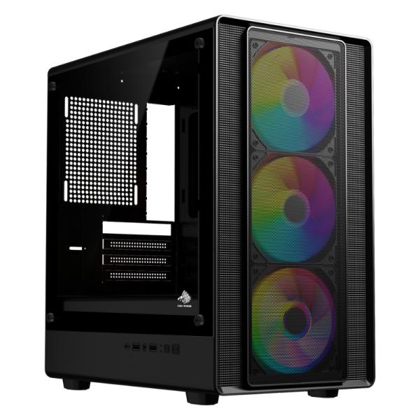 CASE EAGLE WARRIOR CG05AMRA001C TORRE PEQUEÑA CON 3 ABANICOS CON VIDRIO LATERAL