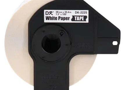 CINTA BROTHER DK2225 38MM X 30.4M COMPATIBLE CON IMPRESORAS QL BLANCO CON TEXTO NEGRO