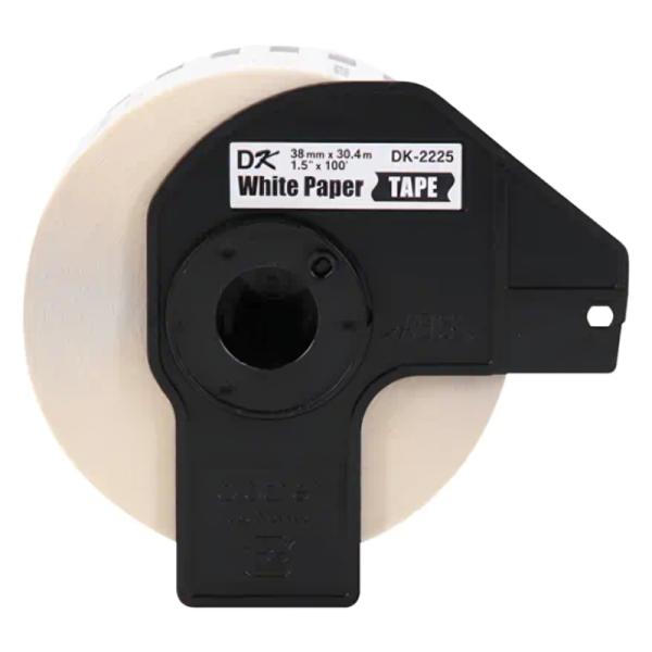 CINTA BROTHER DK2225 38MM X 30.4M COMPATIBLE CON IMPRESORAS QL BLANCO CON TEXTO NEGRO