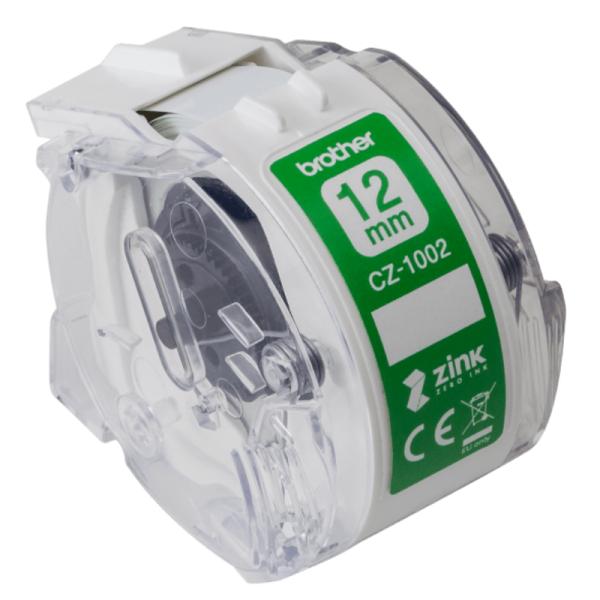 CINTA ADHESIVA CONTINUA A COLOR BROTHER CZ1002 ZERO INK 12MM X 5M COMPATIBLE CON IMPRESORA VC-500W