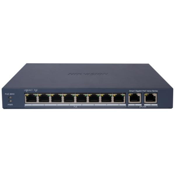 SWITCH HIKVISION DS-3E1510P-EI/M(O-STD) (E) 10 PUERTOS (8 GIGABIT POE + 2 GIGABIT RJ45) 1 GBPS SMART MANAGED