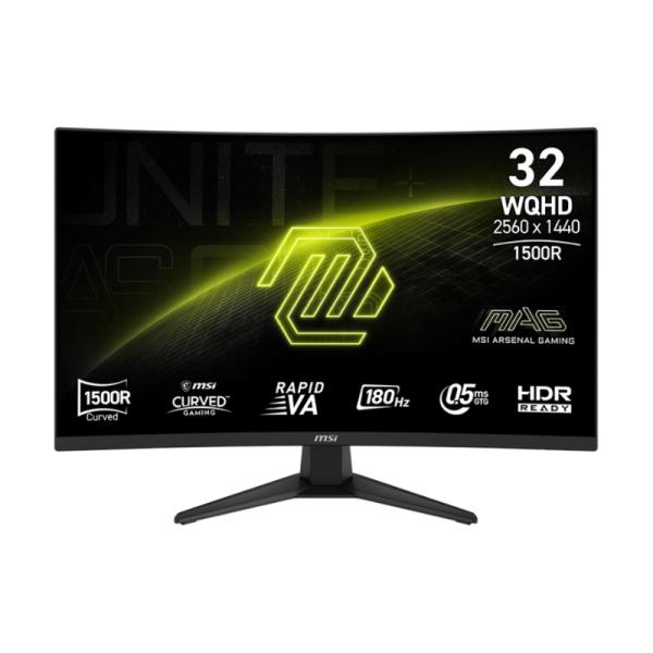 Monitor MSI MAG 321CQF curvo 31.5 pulgadas vista frontal pantalla encendida