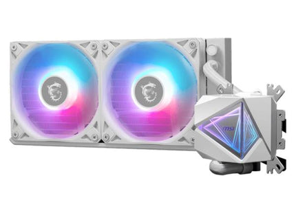 Sistema enfriamiento líquido MSI MAG CORELIQUID I240 RGB blanco con radiador 240mm vista frontal