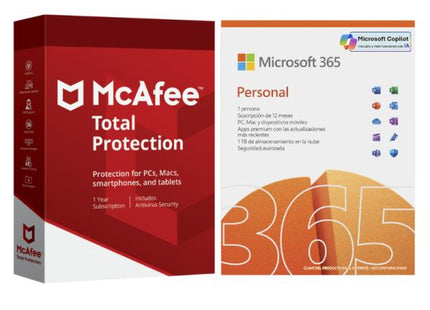 MICROSOFT OFFICE 365 PERSONAL QQ2-00008 CON ANTI-VIRUS MCAFEE TOTAL PROTECTION MTP0ALIX1RAPD BUNDLE1001