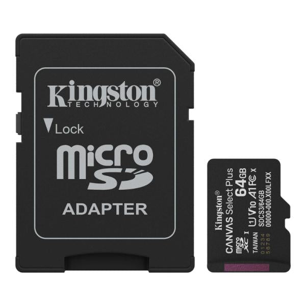 MEMORIA MICRO SD 64GB KINGSTON CLASE 10 UHS-I U1 100 MB/S PARA DISPOSITIVOS Y CAMARAS ANDROID