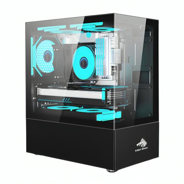 CASE RGB EAGLE WARRIOR CG01Q8RA003C VENTILADORES 3 DE 120MM VIDRIO TEMPLADO