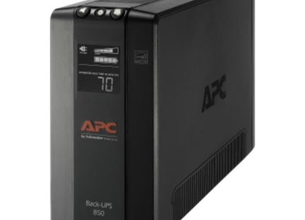 UPS APC BX850M-LM60 850VA vista frontal con pantalla LED y botones de control