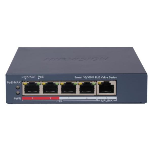 SWITCH HIKVISION DS-3E1105P-EI/M(O-STD)V2 (E) 5 PUERTOS (4 POE + 1 RJ45) 10 / 100 MBPS SMART MANAGED 301802981