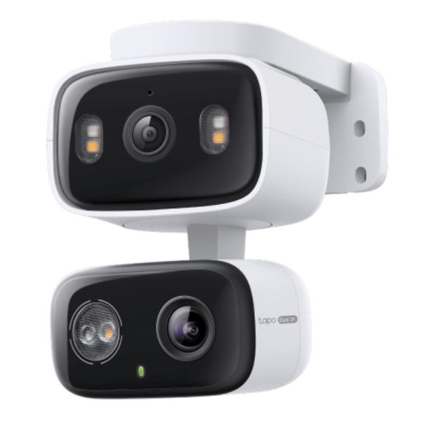 Cámara domo TP-Link Tapo C246D vista frontal con lente dual 2K y sensor CMOS Starlight