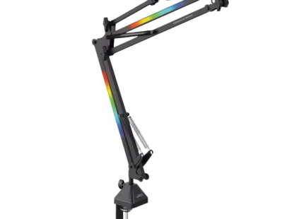 Soporte de micrófono Thonet Vander VX100 con iluminación RGB multicolor y base antideslizante vista frontal