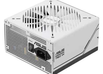 Fuente poder ASUS PRIME AP-750G 80 Plus Gold vista frontal con ventilador 120mm y logo ASUS