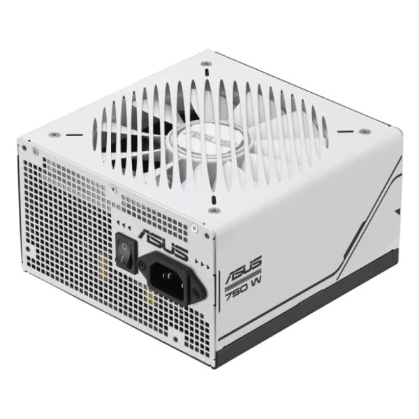 Fuente poder ASUS PRIME AP-750G 80 Plus Gold vista frontal con ventilador 120mm y logo ASUS