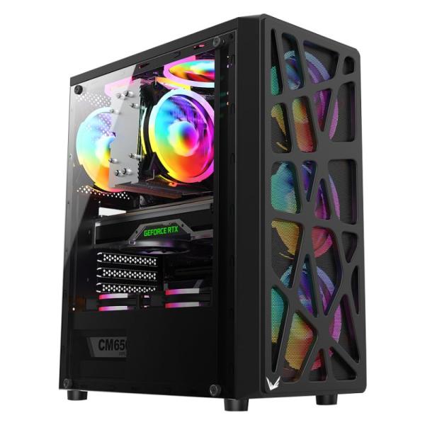CASE RGB FORMULA V LINE MANA BLACK AR VENTILADORES 4 DE 120MM CON MALLA FONTAL Y PANEL LATERAL 4711401662815