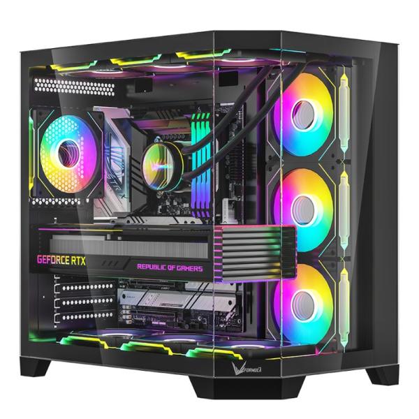 CASE ARGB FORMULA V LINE CRYSTAL Z6 FLOE BLACK MID TOWER VENTILADORES 4 DE 120MM CON VIDRIO FRONTAL Y LATERAL 4711401663386