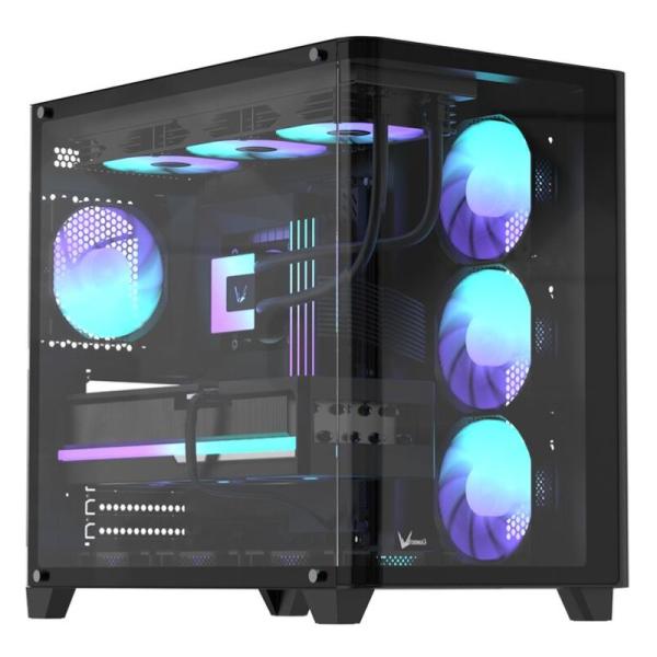 CASE ARGB FORMULA V LINE CRYSTAL U2 FLOE BLACK MID TOWER VENTILADORES 4 DE 120 MM CON VIDRIO LATERAL Y FRONTAL 4711401663782