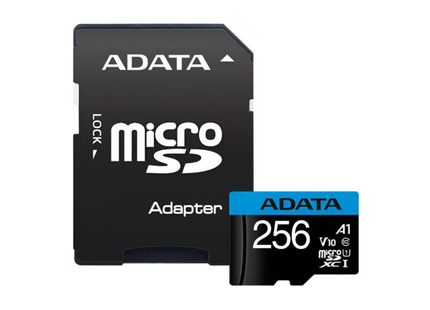 Memoria Micro SD ADATA | 256GB | Clase 10 | UHS-I U1 A1 | 100MB/s lectura | Con adaptador SD