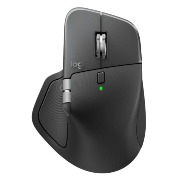 Mouse Logitech MX Master 4 negro vista frontal con rueda de desplazamiento dual