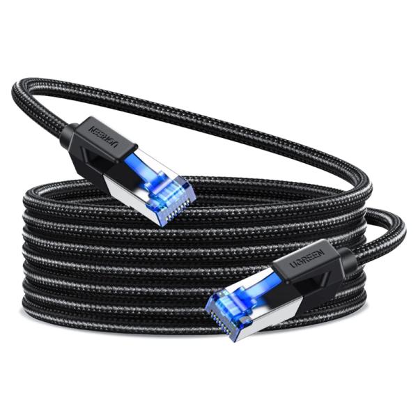 Cable de red UGREEN NW153 Cat8 de 10 metros con conectores RJ45 dorados para alta velocidad