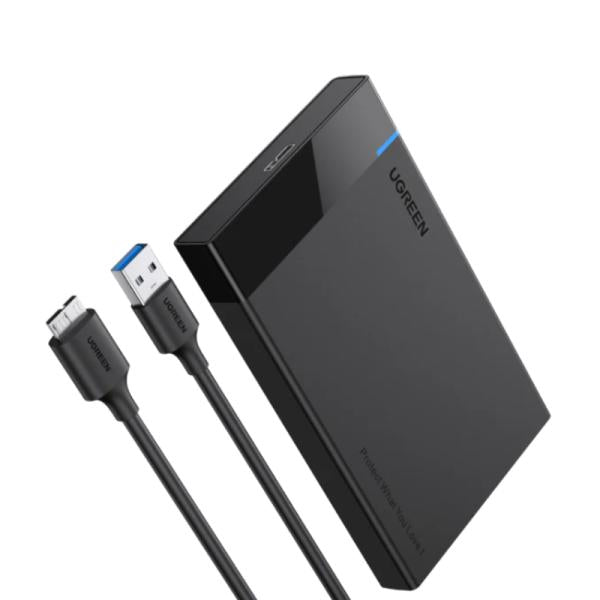 Encapsulador UGREEN US221 negro para disco duro SSD 2.5 pulgadas con cable USB