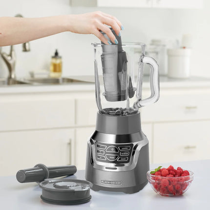 Licuadora Digital Black+Decker BL1350G | 900 W | 3 Velocidades + Pulso + 3 Funciones | Jarra Vidrio 1.5 L | Vaso Personal 500 ml | Filtro Infusor